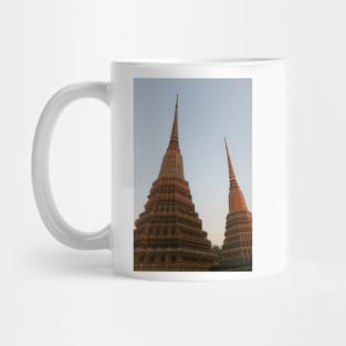 Two stupa against clear sky at Wat Pho Buddha temple. 1 Mug